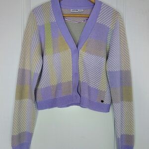 Noisy May Lilac & Beige Patchwork V-Neck Cardigan